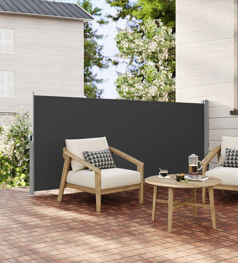 Rootz Side Awning - Retractable Shade - Steel Box - Rust-Resistant - Extendable - Anthracite - 140cm x 300cm - 6.4kg