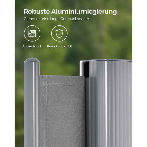 Rootz Side Awning - Balcony Shade - Retractable Awning - Aluminum Alloy - Weather-resistant - 160cm x 400cm