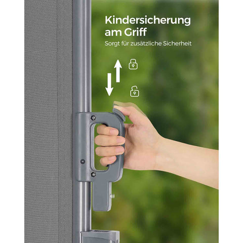 Rootz Side Awning - Balcony Shade - Retractable Awning - Aluminum Alloy - Weather-resistant - 160cm x 400cm