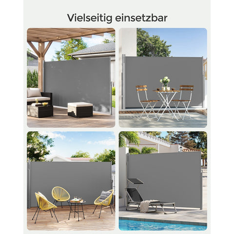 Rootz Side Awning - Balcony Shade - Retractable Awning - Aluminum Alloy - Weather-resistant - 160cm x 400cm