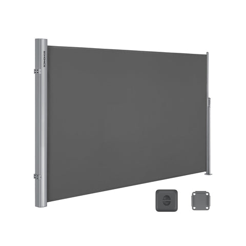 Rootz Side Awning - Privacy Screen - Retractable Awning - Aluminum Frame - Waterproof Polyester Fabric - 180cm x 350cm - Lightweight 11.1kg