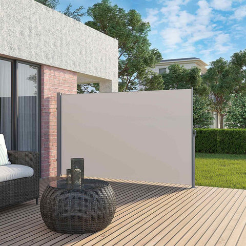 Rootz Awning - Side Awning - Balconies And Terraces - Outdoor Privacy Screen - Adjustable Side Canopy - Uv-resistant Side Screen - Garden Side Shade - Powder-coated Steel - Taupe - 200 x 300 cm (H x L)