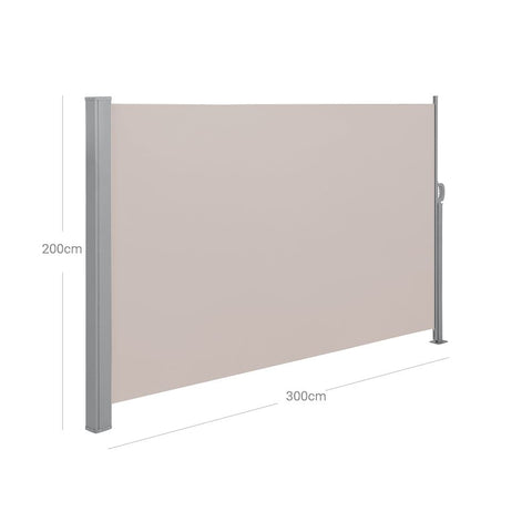 Rootz Awning - Side Awning - Balconies And Terraces - Outdoor Privacy Screen - Adjustable Side Canopy - Uv-resistant Side Screen - Garden Side Shade - Powder-coated Steel - Taupe - 200 x 300 cm (H x L)