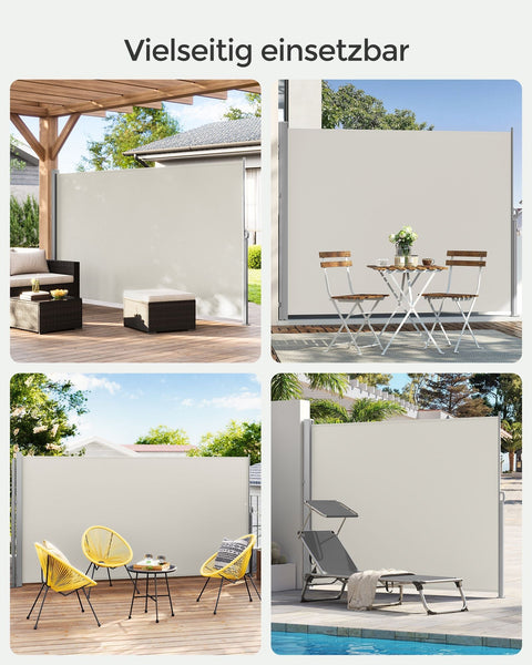 Rootz Extendable Side Awning - Privacy Screen - Sunshade - UV Protection - 200cm x 350cm