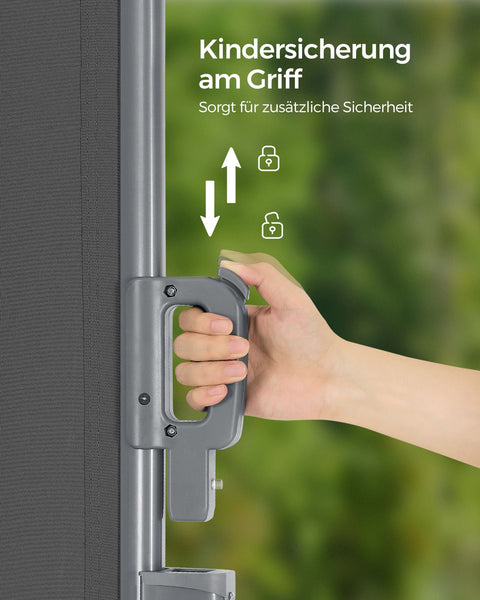 Rootz Side Awning Privacy Screen - Balcony Shade - Terrace Wind Protection - Easy Assembly - Aluminum Frame - Polyester Fabric - 160cm x 300cm x 200cm