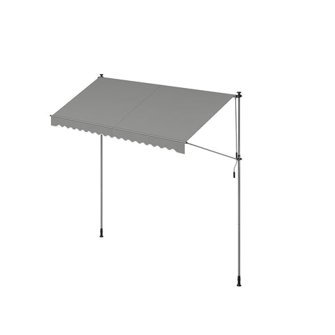 Rootz Clamp Awning with Hand Crank - Sunshade Canopy - Retractable Outdoor Awning - Aluminum Alloy - 350cm x 120cm - Gray
