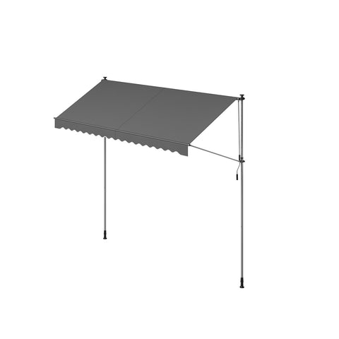 Rootz Crank Clamp Awning - Retractable Canopy - Outdoor Sunshade - Aluminum Construction - 350cm x 120cm - Anthracite