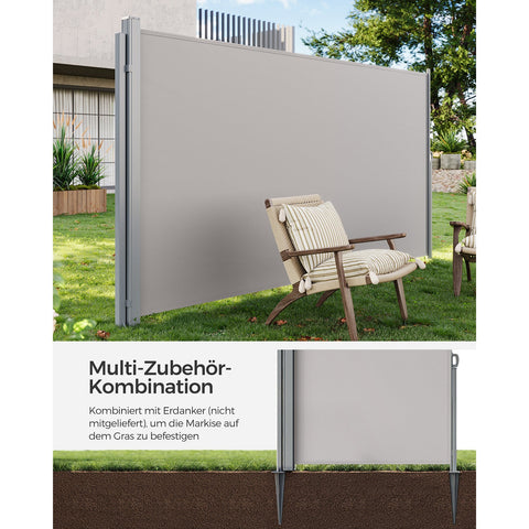 Rootz Gray Metal Side Awning Post - Outdoor Canopy Pole - Sunshade Stand - Powder-coated - Lightweight - Easy to Assemble - 11.5cm x 11.5cm x 152cm
