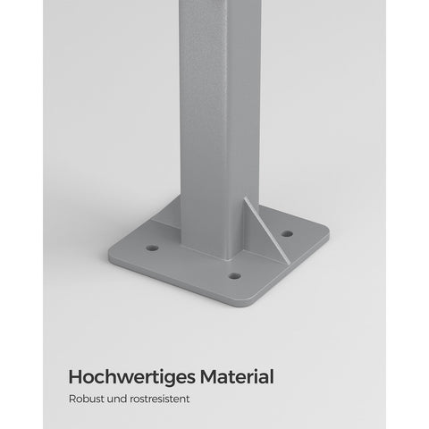 Rootz Gray Metal Side Awning Post - Outdoor Canopy Pole - Sunshade Stand - Powder-coated - Lightweight - Easy to Assemble - 11.5cm x 11.5cm x 152cm