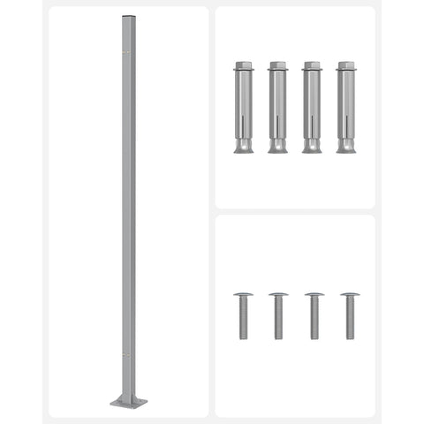 Rootz Gray Metal Side Awning Post - Outdoor Canopy Pole - Sunshade Stand - Powder-coated - Lightweight - Easy to Assemble - 11.5cm x 11.5cm x 152cm