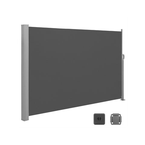 Rootz Extendable Side Awning 160 x 450 cm - Balcony Shade - Retractable Canopy - Steel Pole - Weatherproof Polyester - 160cm x 450cm