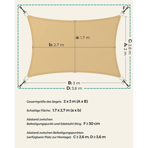 Rootz Sun Sail Canopy - Shade Sail - Sunshade - UV Protection - 2m x 3m - Yellow Polyester
