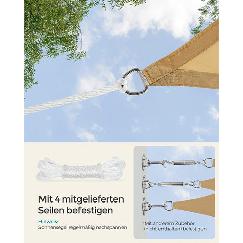 Rootz Sun Sail Canopy - Shade Sail - Sunshade - UV Protection - 2m x 3m - Yellow Polyester
