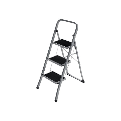 Rootz 3 Step Steel Ladder - Folding Step Ladder - Portable Ladder - High Stability and Security - Thoughtful Design - Safe Work Environment - 46.5cm x 4.5cm x 117cm