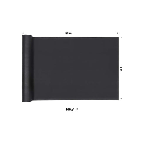 Rootz Weed Control Fabric - Garden Fleece - Weed Barrier - UV Stabilizer - Moisture Regulation - Soil Protection - 1m x 50m - Black - 100 g/m² PP - 6kg - End with the Theater