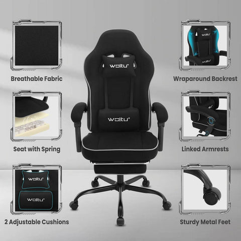 Rootz Gaming Chair - Office Chair - High Back Racing Chair - Mesh Cover - SGS Tested - 63.5cm x (117.5-125.5) x 60cm