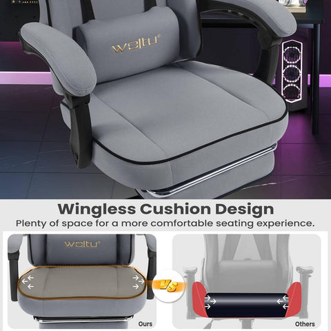 Rootz Gaming Chair - High Back Office Chair - Mesh Fabric - Wide Padded Seat - Ergonomic Design - 63.5cm x (117.5-125.5cm) x 60cm