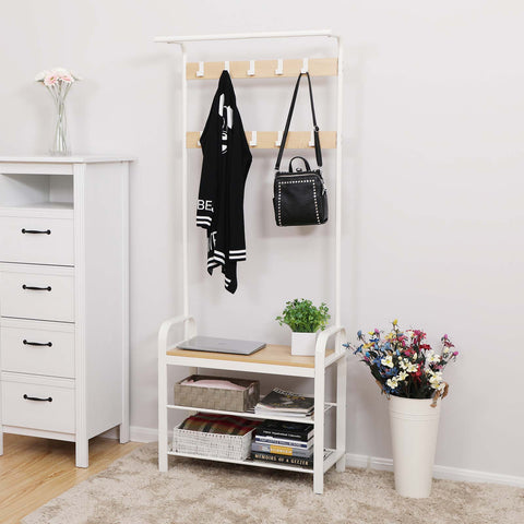 Rootz Modern Wardrobe with Iron Pulls - Industrial Style Coat Rack - Entryway Furniture - Chipboard and Iron - 72cm x 33.7cm x 183cm