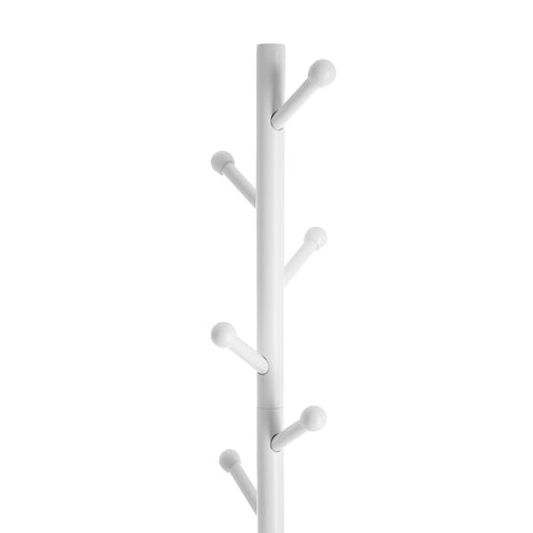 Rootz Coat Stand - Wardrobe - Free-Standing Clothes Rack - Rubberwood - Stable Base - Easy Assembly - 38cm x 175cm - White