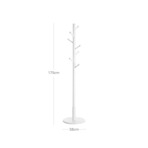Rootz Coat Stand - Wardrobe - Free-Standing Clothes Rack - Rubberwood - Stable Base - Easy Assembly - 38cm x 175cm - White