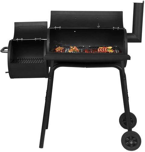 Rootz Ultimate Charcoal Grill - Outdoor BBQ Grill - Portable Barbecue - Enhanced Mobility, Dual Cooking Chambers, Integrated Temperature Control - Steel - 115cm x 53cm x 114cm