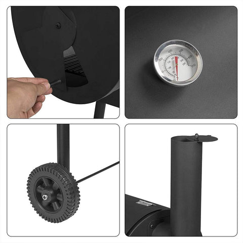 Rootz Ultimate Charcoal Grill - Outdoor BBQ Grill - Portable Barbecue - Enhanced Mobility, Dual Cooking Chambers, Integrated Temperature Control - Steel - 115cm x 53cm x 114cm