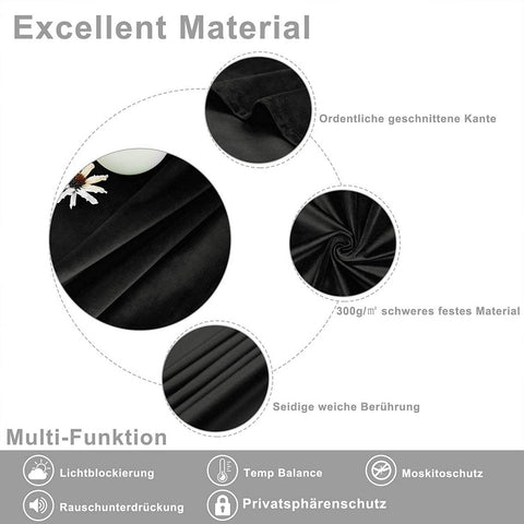 Rootz Luxurious Velvet Blackout Curtains - Privacy Drapes - Light Blocking Panels - High-Quality Material - Easy Installation - Machine Washable - 140cm x 225cm/245cm/270cm