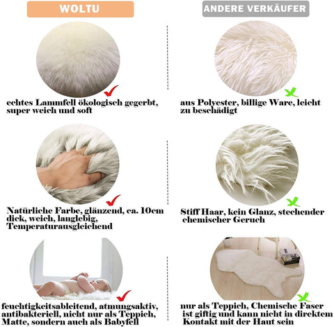 Rootz Eco Lambskin Rug - Natural Fur Rug - Plush Wool Mat - Luxurious Comfort - Eco-Friendly - Versatile Style - Various Sizes Available