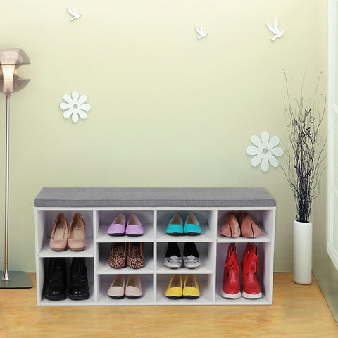 Rootz Shoe Bench - Shoe Rack - Shoe Organizer - Space Saving - 10 Compartments - Versatile Design - 104cm x 30cm x 48cm