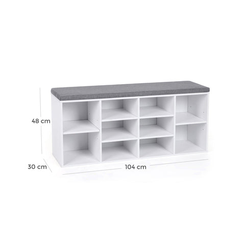 Rootz Shoe Bench - Shoe Rack - Shoe Organizer - Space Saving - 10 Compartments - Versatile Design - 104cm x 30cm x 48cm
