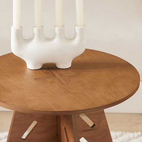 Rootz Wooden Side Table - Coffee Table - Tenon Joint Table - Easy Assembly - Durable - Eco-Friendly - H55cm x Ø46.5cm