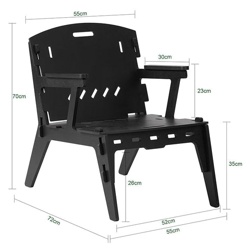 Rootz Wood Lounge Chair - Armchair - Wooden Seat - Easy Assembly - 55cm x 70cm x 72cm - Eco-Friendly - Modern Design