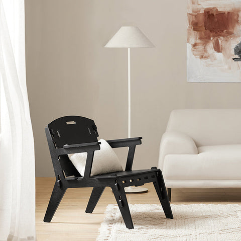 Rootz Wood Lounge Chair - Armchair - Wooden Seat - Easy Assembly - 55cm x 70cm x 72cm - Eco-Friendly - Modern Design