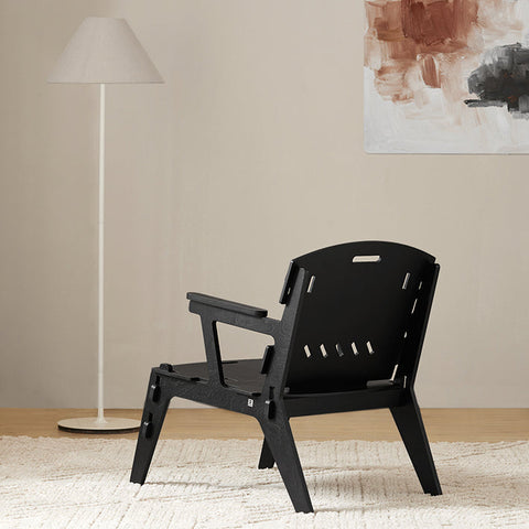 Rootz Wood Lounge Chair - Armchair - Wooden Seat - Easy Assembly - 55cm x 70cm x 72cm - Eco-Friendly - Modern Design