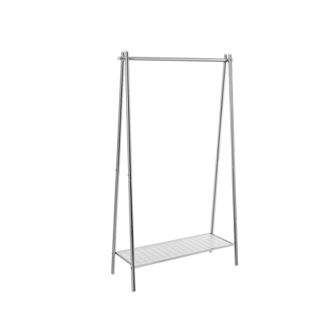 Rootz Steel Clothes Rack - Garment Stand - Wardrobe Organizer - Silver Finish - 33.5cm x 92.5cm x 153cm