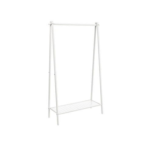 Rootz Steel Clothes Rack - Garment Stand - Wardrobe Organizer - White Shelf - Heavy Duty - 33.5cm x 92.5cm x 153cm