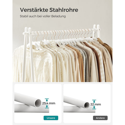 Rootz Steel Clothes Rack - Garment Stand - Wardrobe Organizer - White Shelf - Heavy Duty - 33.5cm x 92.5cm x 153cm