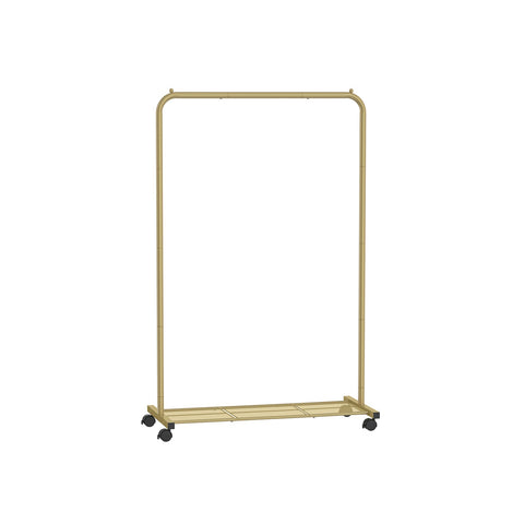 Rootz Gold Steel Clothes Rack on Wheels - Garment Rack - Rolling Wardrobe - Heavy Duty - Portable - Easy Assembly - 40.5cm x 91cm x 158cm