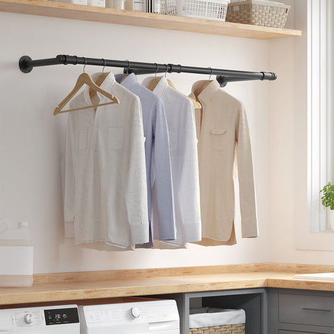 Rootz Wall Mounted Clothes Rack - Wardrobe Organizer - Garment Hanger - Steel Construction - Easy Assembly - Space Saving Design - 30.4cm x 170cm x 7cm