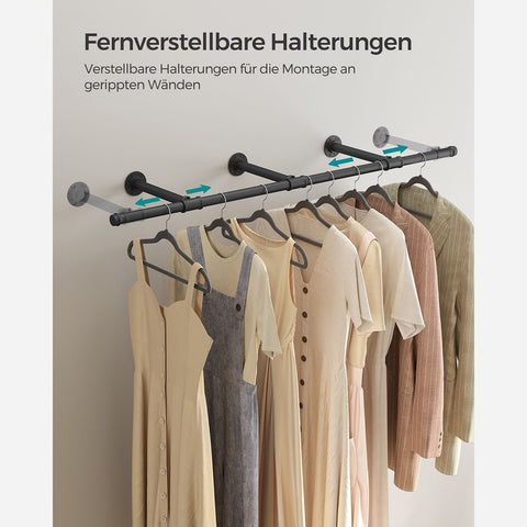 Rootz Wall Mounted Clothes Rack - Wardrobe Organizer - Garment Hanger - Steel Construction - Easy Assembly - Space Saving Design - 30.4cm x 170cm x 7cm