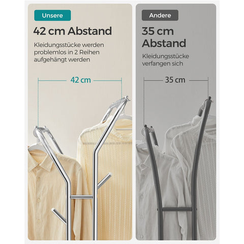 Rootz Clothes Rack with Wheels - Garment Rack - Rolling Clothes Stand - 2 Hanging Rails - Silver Finish - 90cm x 45cm x 160cm