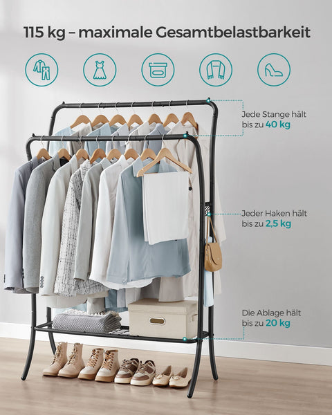 Rootz Clothes Rack - Garment Rack - Steel Wardrobe - Heavy Duty - Space Saving - Easy Assembly - 46cm x 100cm x 155cm