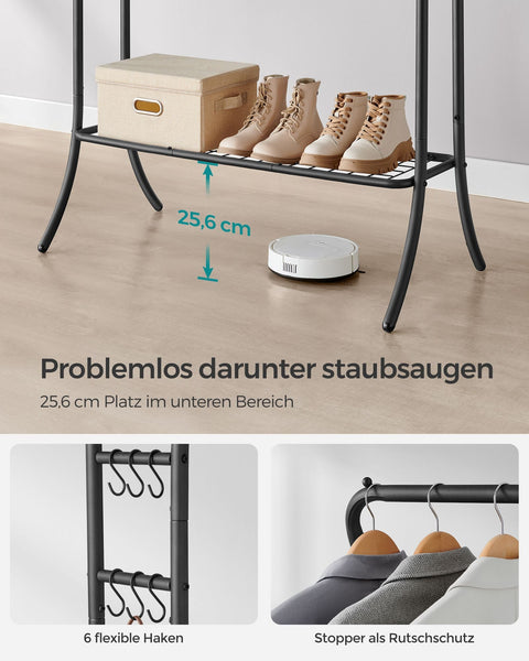Rootz Clothes Rack - Garment Rack - Steel Wardrobe - Heavy Duty - Space Saving - Easy Assembly - 46cm x 100cm x 155cm
