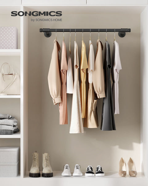 Rootz Black Steel Wardrobe Rail - Clothes Hanger - Garment Rack - Lightweight - Easy Assembly - 30cm x 84cm x 7cm