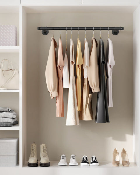 Rootz 2 Pack Black Steel Clothes Rail - Garment Rack - Clothing Organizer - Heavy Duty - 30cm x 84cm x 7cm