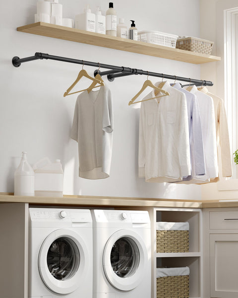 Rootz 2 Pack Black Steel Clothes Rail - Garment Rack - Clothing Organizer - Heavy Duty - 30cm x 84cm x 7cm