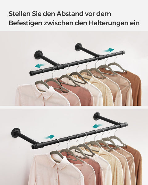 Rootz 2 Pack Black Steel Clothes Rail - Garment Rack - Clothing Organizer - Heavy Duty - 30cm x 84cm x 7cm