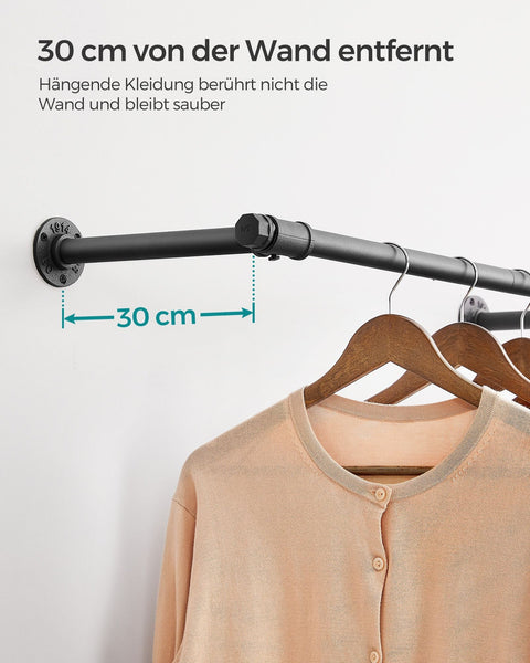 Rootz 2 Pack Black Steel Clothes Rail - Garment Rack - Clothing Organizer - Heavy Duty - 30cm x 84cm x 7cm