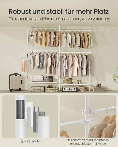 Rootz Clothes Rack - Garment Organizer - Clothing Stand - Steel & Plastic - 33.5cm x (162-238)cm x (208-310)cm - Weight 9.7kg