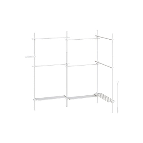 Rootz Ceiling High Clothes Rack - Garment Stand - Wardrobe Organizer - Steel & Plastic - 33.5 x (240-353) x (208-310) cm - Matt White